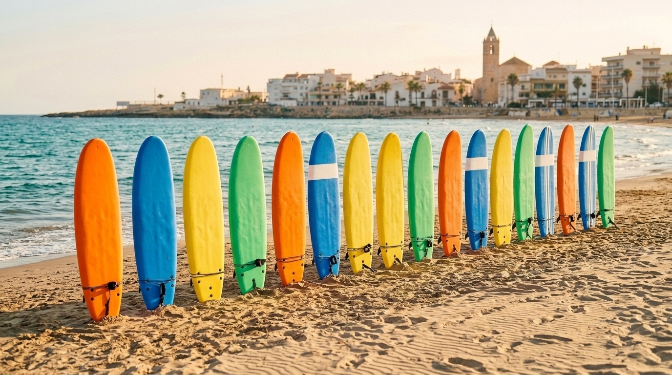 Tablas de surf softboard disponibles para alquiler en Playa La Mata